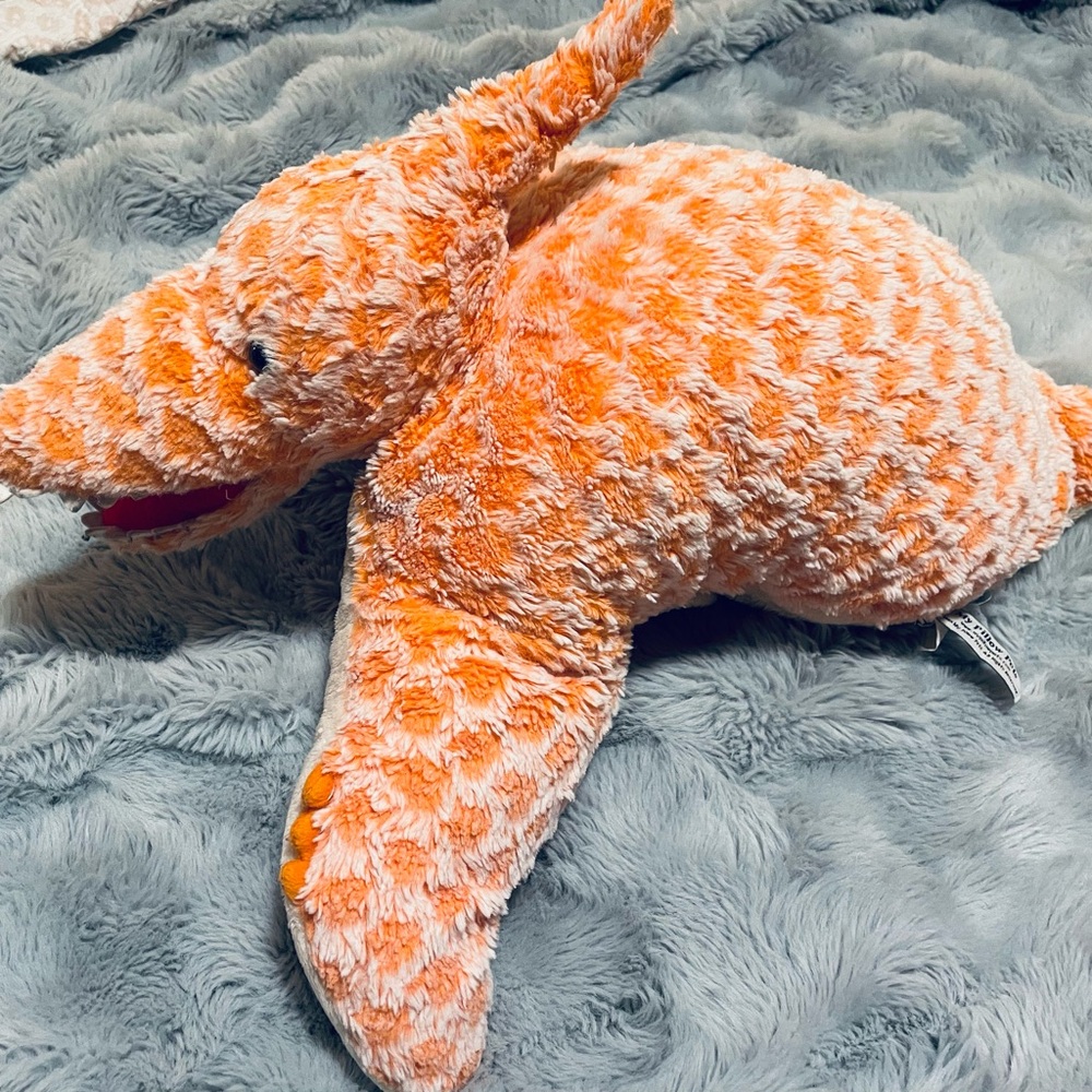 Pillow Pets Pterodactyl Dinosaur Plush 18" Stuffed Animal Orange EUC